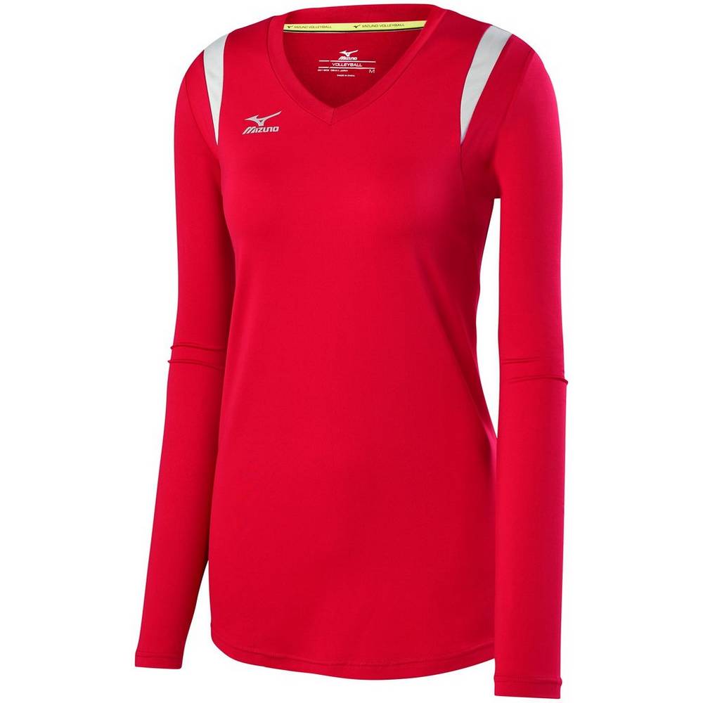 Jerseys Mizuno Balboa 5.0 Long Sleeve Mujer Rojas/Plateadas/Gris Baratas TYGP-96483